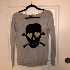 Express heart eye skull sweater
